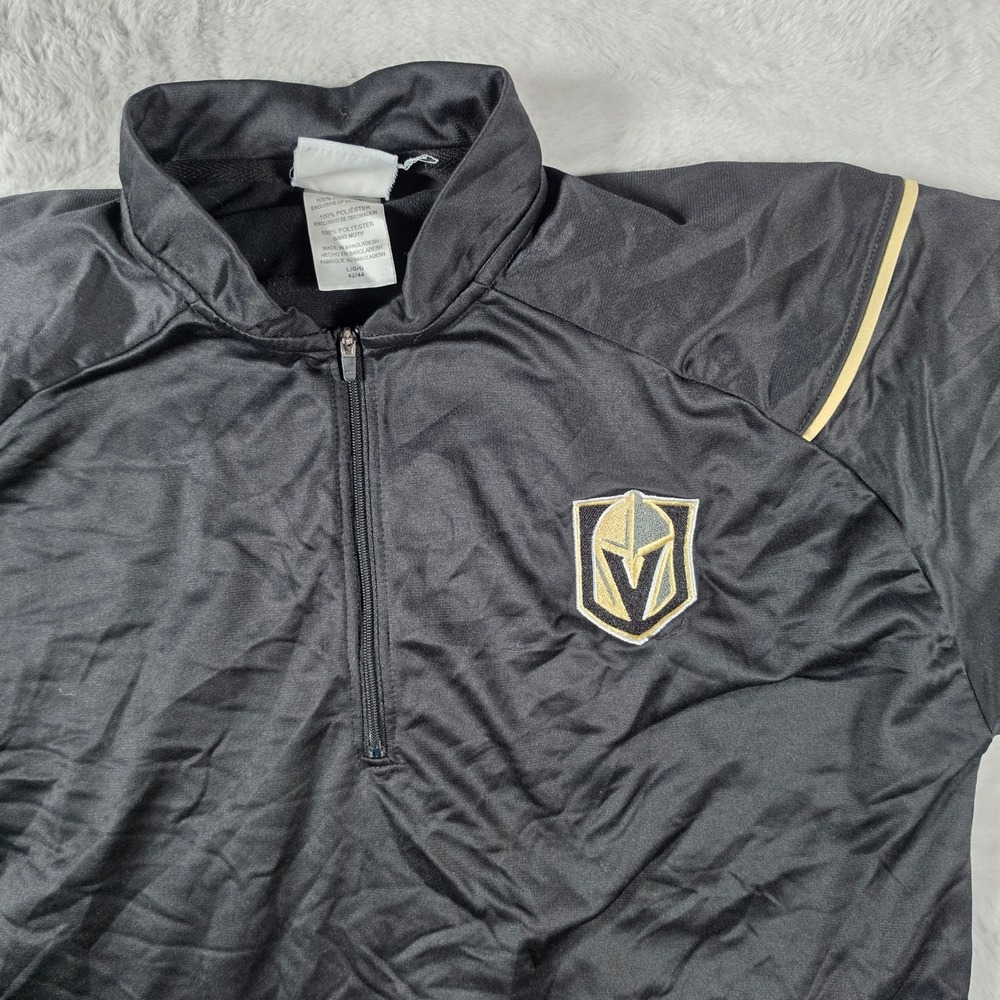 NHL Vegas Golden Knights Pullover Mens Large Black Quarter Zip Hockey Gym Shirt - Picture 2 of 6